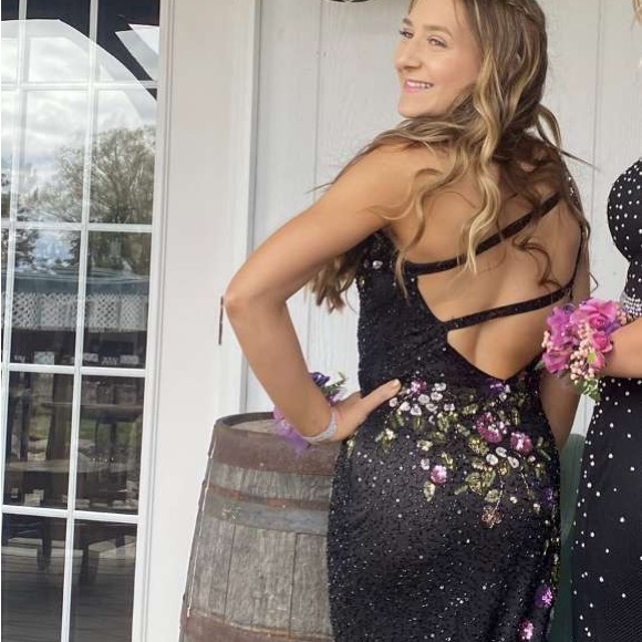 open lace back dress Jovani D5046 Size 00 Pink Mermaid Prom Dress Corset